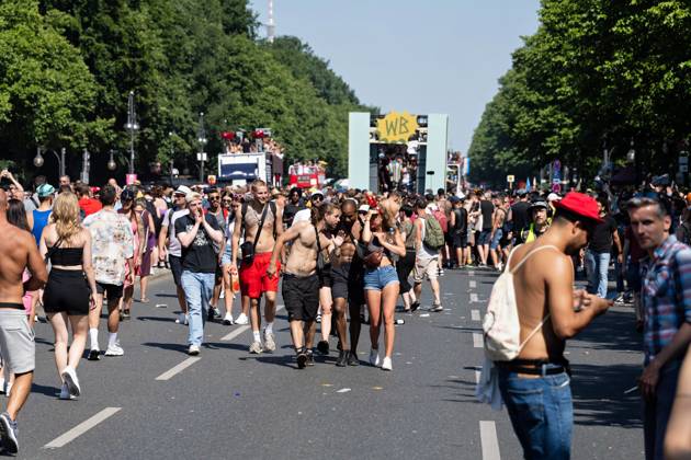 08 07 2023,Tens of thousands of people take part in techno parade Rave the Planet Loveparade founder Dr Motte is the organizer Street of 17 June in the Great Tiergarten
