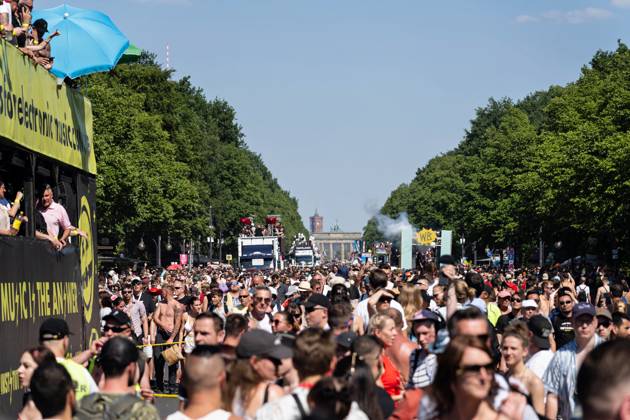 08 07 2023,Tens of thousands of people take part in techno parade Rave the Planet Loveparade founder Dr Motte is the organizer Street of 17 June in the Great Tiergarten