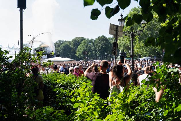 08 07 2023,Tens of thousands of people take part in techno parade Rave the Planet Loveparade founder Dr Motte is the organizer Street of 17 June in the Great Tiergarten
