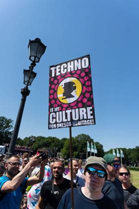 08 07 2023,Tens of thousands of people take part in techno parade Rave the Planet Loveparade founder Dr Motte is the organizer Street of 17 June in the Great Tiergarten