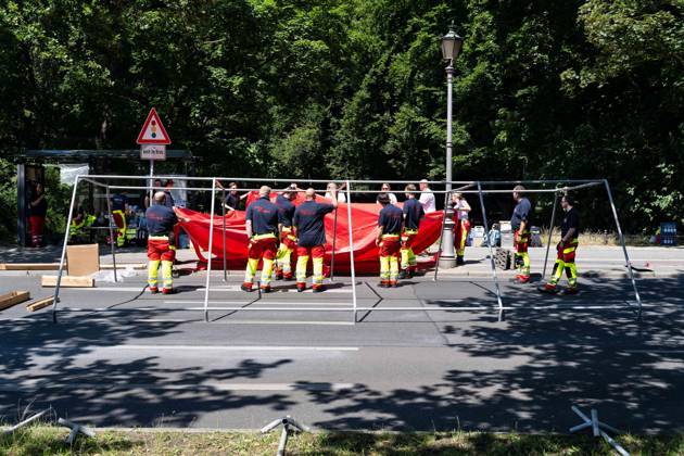 08 07 2023,Tens of thousands of people take part in techno parade Rave the Planet Loveparade founder Dr Motte is the organizer Street of June 17 in the Great Tiergarten Muth Medical is on site