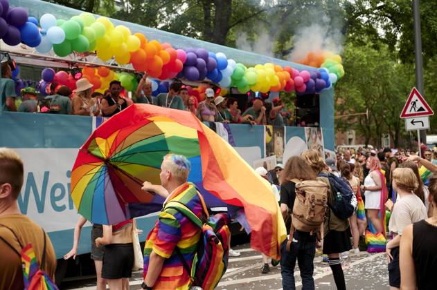 COLOGNE, GERMANY - 9 JULY 2023: Participant of Street Parade of the Christopher Street Day (CSD), Gay Pride. LGBT  Copyright: xVitaliixKliuievx
