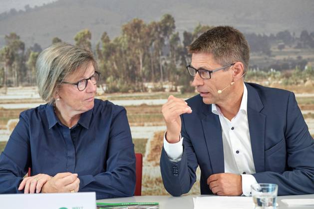 Welthungerhilfe presents its annual report 2022 on 13 07 2023 in Berlin The increased food prices due to the war in Ukraine lead to more hunger in the world Many people can no longer afford basic food, warns Welthungerhilfe In the picture Marlehn Thieme, President of Welthungerhilfe li Mathias Mog Copyright: epd-bild ChristianxDitsch epd-Welthungerhilfe4-kopieren