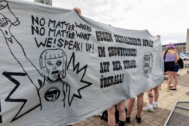 15 07 2023,Berlin,Concert of the band Rammstein in the evening at the Olympiastadion impressions before the start outside the stadium protest against the concert
