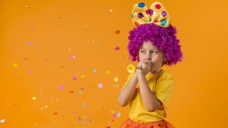 Girls with Confetti Clown Costume Copyright: imageBROKER/OleksandrxLatkun ibxole09460179.jpg ,model released, Symbolfoto ,property released