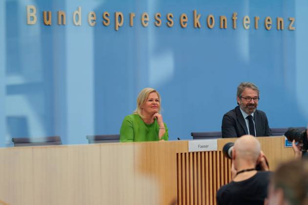 Federal Minister of the Interior and Home Affairs Nancy Faeser at the BPK Federal Minister of the Interior Nancy Faeser at the Federal Press Conference, Draft Law for a Modern Citizenship Law, 23 8 2023 Berlin Berlin GER