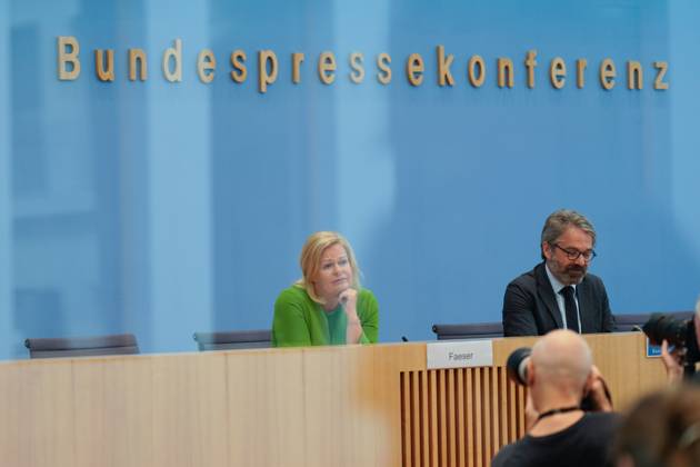 Federal Minister of the Interior and Home Affairs Nancy Faeser at the BPK Federal Minister of the Interior Nancy Faeser at the Federal Press Conference, Draft Law for a Modern Citizenship Law, 23 8 2023 Berlin Berlin GER
