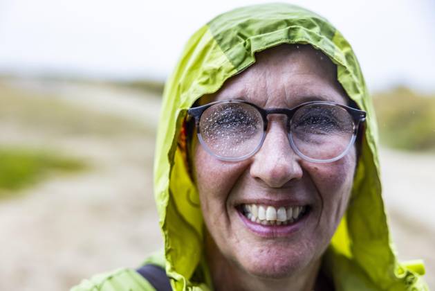 Woman with Rain jacket and Raindrops at the Glasses comes drenched from Walking tour on Sea back, Portbail, Cotentin, Some, Normandy, France, Europe Copyright: imageBROKER JanxTepass ibxjte09541947.jpg ,model released, Symbolfoto ,property released