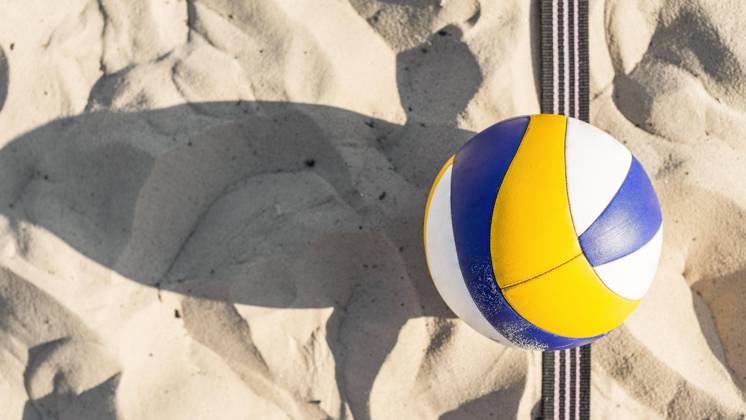 Laid flat Volleyball beach Sand Copyright: imageBROKER/OleksandrxLatkun ibxole09567912.jpg