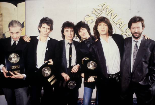 The Rolling Stones The Rolling Stones (l-r) Charlie Watts, Keith Richards, Bill Wyman, Ronnie Wood and Mick Jagger, with Eric Clapton , Credit:Michael Putland Avalon  Copyright: xMichaelxPutlandx xAvalonx 0507881286