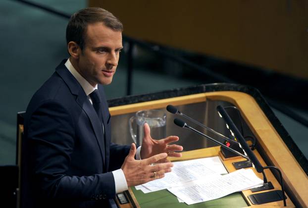 French President Emmanuel Macron speaking at the United Nations in New York French President Emmanuel Macron speaking at the United Nations in New York, Credit:Dennis Van Tine Avalon Copyright: xDennisxVanxTinex xAvalonx 0509336889