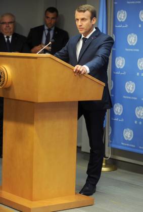 French President Emmanuel Macron speaking at the United Nations in New York French President Emmanuel Macron speaking at the United Nations in New York, Credit:Dennis Van Tine Avalon Copyright: xDennisxVanxTinex xAvalonx 0509336900