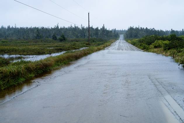 September 16, 2023, Port Maitland, NS, Canada: Flooding on Main Shore Road in Port Maitland, N.S. as post-tropical cyclone Lee approaches on Saturday, Sept. 16, 2023. Port Maitland Canada  - ZUMAc35_ 20230916_zaf_c35_025 Copyright: xBillxCurryx