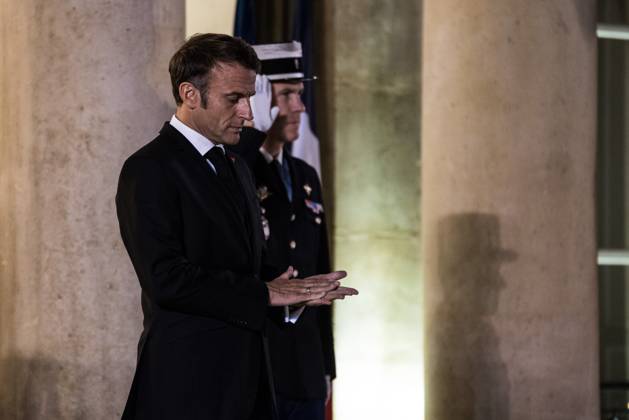 FRANCE TOP LEVEL SUMMIT IN PARIS French President Emmanuel Macron receives Finnish Prime Minister Petteri Orpo at the Elysee Palace. Paris, October 4, 2023. PARIS ILE-DE-FRANCE FRANCE Copyright: xAndreaxSavoranixNerix FRANCE TOP LEVEL SUMMIT IN P ASAVORANINERI-2