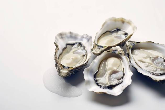 A delectable food composition featuring succulent oysters. Gourmet seafood photography on display. Image with copy space. Exquisite Oyster Culinary Delight Copyright: xFilippoxCarlotx COMM (14600)