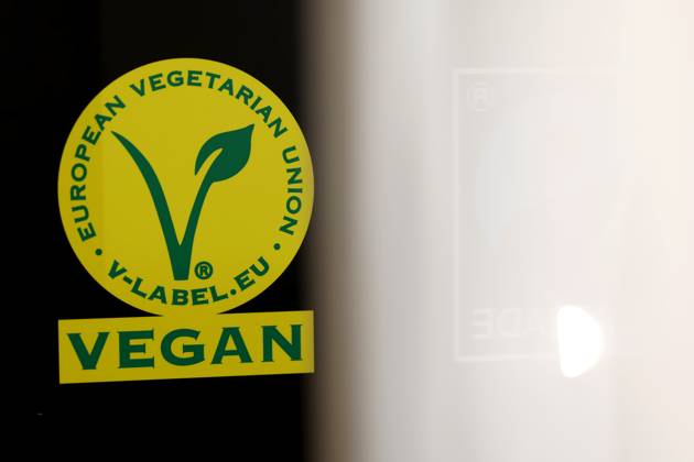 The V label for vegan products on display at the Anuga food fair, the worlds leading food fair at the Koelnmesse theme image, symbol image Cologne, 10 10 2023 NRW Germany. Copyright: xChristophxHardtx