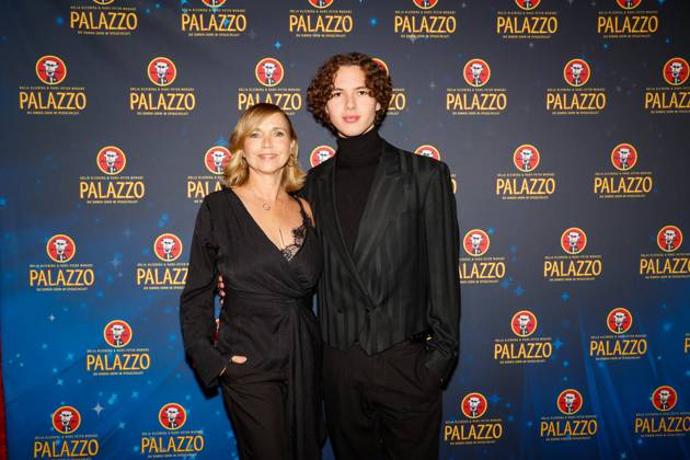 Tina Ruland with son Jahvis Ruland at the world premiere Ghosts and Ducks in the Palazzo tent Berlin