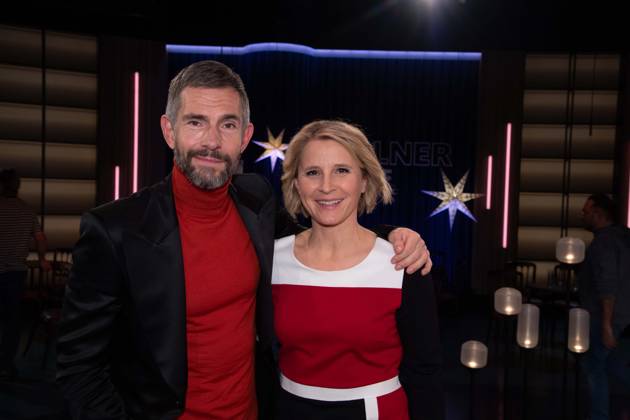 From left Micky BEISENHERZ, presenter, Susan LINK, presenter, host of the program Koelner Treff on WDR television, 12 12 2023