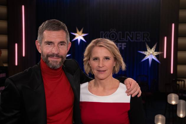 From left Micky BEISENHERZ, presenter, Susan LINK, presenter, host of the program Koelner Treff on WDR television, 12 12 2023