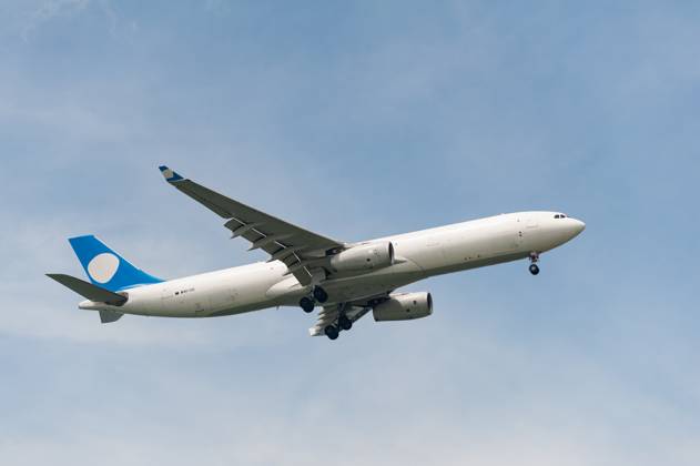 15 07 2023, Singapore, Republic of Singapore, Asia An Airbus A330 300 freighter aircraft operated by Galistair Malta on behalf of Galistair Infinite Aviation with registration 9V VDC approaching Changi International Airport