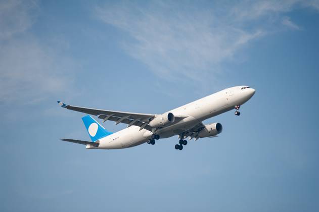 26 07 2023, Singapore, Republic of Singapore, Asia An Airbus A330 300 freighter aircraft operated by Galistair Malta on behalf of Galistair Infinite Aviation with registration 9V VDC approaching Changi International Airport