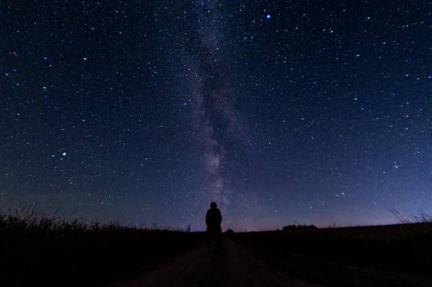 Silhouette one Man at the Starry sky, Concept the Loneliness, Fear and Depression Copyright: imageBROKER/MikalaixSayevich ibxwsp09934978.jpg ,model released, Symbolfoto ,property released