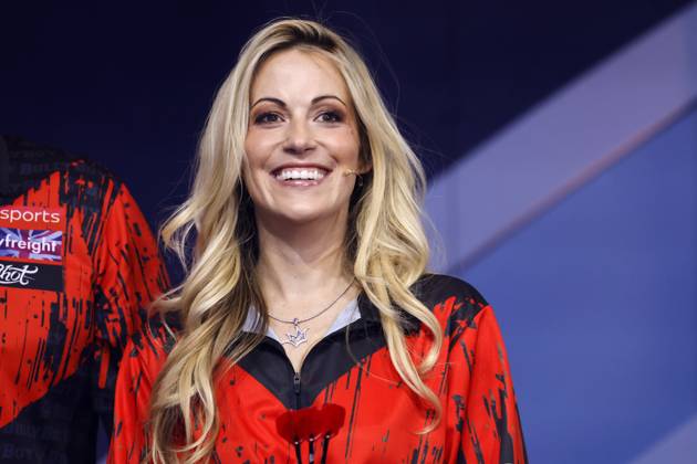 TV presenter Andrea Kaiser at the Pro7 Celebrity Darts World Championship 2024 broadcast by Joyn at the Maritim Hotel Düsseldorf Düsseldorf, 06 01 2024 NRW Germany Copyright: xChristophxHardtx
