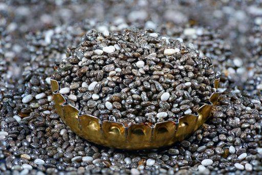 A macro shot of chia seeds in detail against a black background 1602249