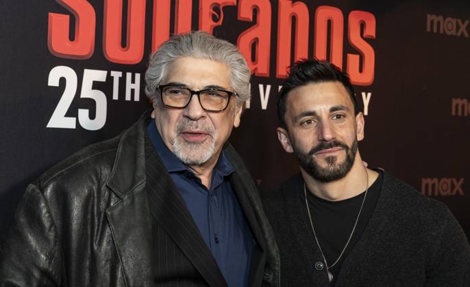 January 10, 2024, New York, New York, United States: Vincent Pastore and Jason Cerbone attend HBO s The Sopranos 25th anniversary celebration The Family Dinner at Da Nico Ristorante in New York on January 10, 2024 New York United States - ZUMAr339 20240110_znp_r339_058 Copyright: xLevxRadinx
