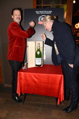 Klaus Rader and Friedemann Findeis L Osteria Co-Founders Munich 16 01 2024 L,Osteria Pizza e Pasta 25 Years Celebration Schwanthalerstrsse 111, Munich