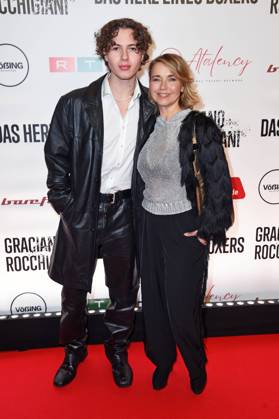 Tina Ruland with son Jahvis Ruland at the premiere of the documentary Graciano Rocchigiani Das Herz eines Boxers at the Colosseum in Berlin on 24 01 2024