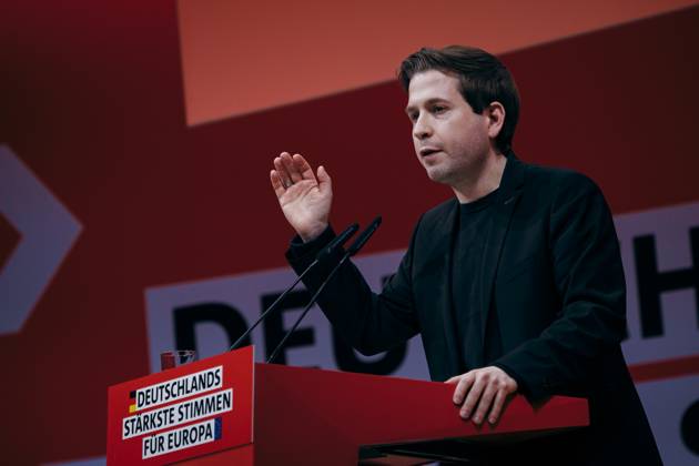 Kevin Kuehnert, Secretary General of the SPD, recorded at the European Delegates Conference of the Social Democratic Party of Germany in Berlin, 28 01 2024 Berlin Germany Copyright: xFelixxZahnx