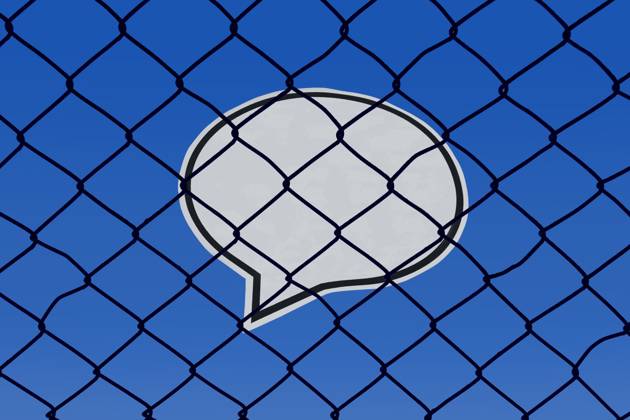 Speech bubble behind wire mesh Speech bubble behind wire mesh, 03 02 2024, Borkwalde, Brandenburg, A speech bubble is located behind wire mesh,