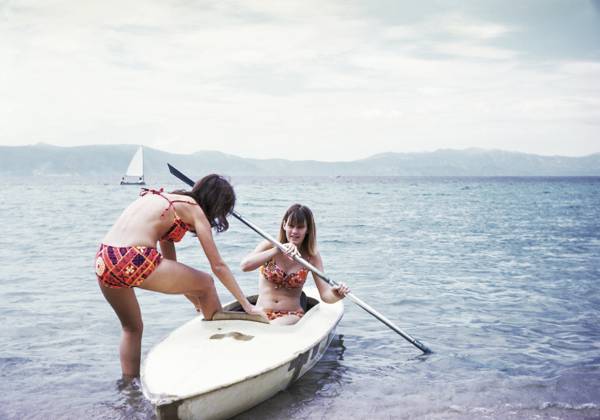 Caucasian girls in kayak on lake Lake Tahoe, California, United States, 29.02.2012, model released, TTBB_BLD246778.jpg, 12-13 years, 16-17 years, adventure, authentic, authenticity, bikini, brunette, california, candid, caucasian, childhood, cloud, color image, copy space, day, enjoyment, escape, friend, fun, gen z, generation z, getting away from it all, girl, girls, holding, holiday, horizontal, journey, kayak, kayaking, lake, lake tahoe, leisure activity, nature, nostalgia, ocean, old-fashioned, outdoors, people, photography, pre-adolescent child, real people, recreation, retro, seascape, selective focus, sister, sitting, sports, standing, summer, sunny, teamwork, teenage girl, teenage girls, teenager, three quarter length, together, tr Copyright: xPBNJxProductionsx