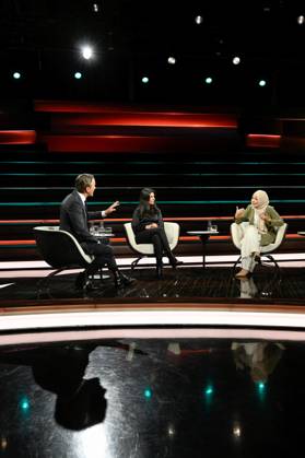 Talk round on Markus Lanz , ZDF 11 23 her Markus Lanz, Serap Güler and Khola Maryam Hübsch v li on November 15, 2023 in Markus Lanz , ZDF Recording from November 14 TV television talk show talk show Germany German