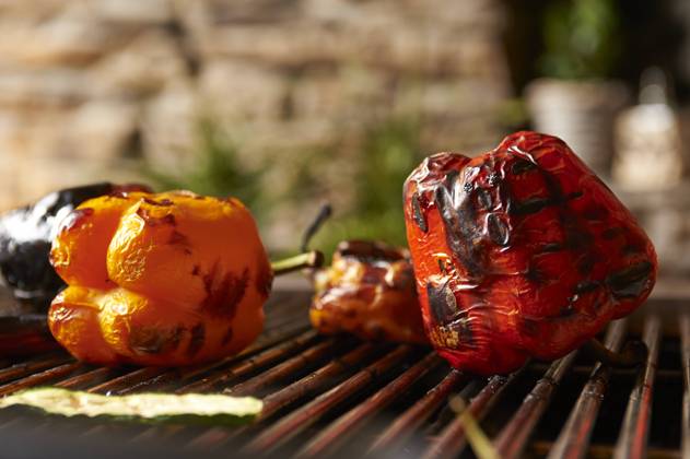Grilled Peppers red and Yellow Peppers at the Grill Food