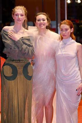 Hunter Schafer, Jessica Henwick and Greta Fernandez attend the screening for Cuckoo during the 74th Berlin International Film Festival at the Grand Hyatt Hotel in Berlin. FEBRUARY 16th 2024  PTYx2469