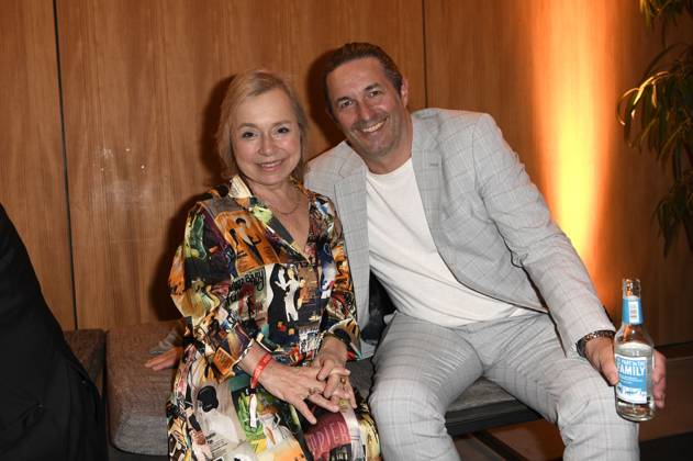 Christine Urspruch with guest at the 21 NRW reception of the state of NRW and the Film und Medienstiftung NRW as part of the Berlinale 2024 at the Representation of the State of North Rhine-Westphalia Berlin, 18 02 2024 Foto:xC.xNiehausx xFuturexImagex nrw_4396