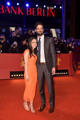 Michael Parets with wife Emily Gutowski at the Spaceman premiere at the 74th Berlin International Film Festival 21 02 2024