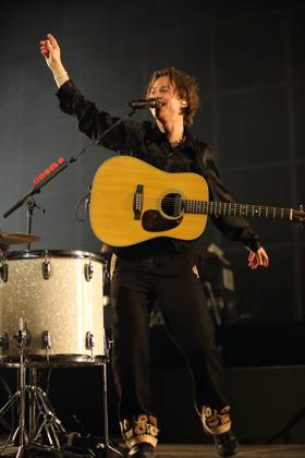 Frederik Fred Rabe from the band Giant Rooks at a concert in the Max Schmeling Halle in Berlin, February 23, 2024 Giant Rooks concert Berlin