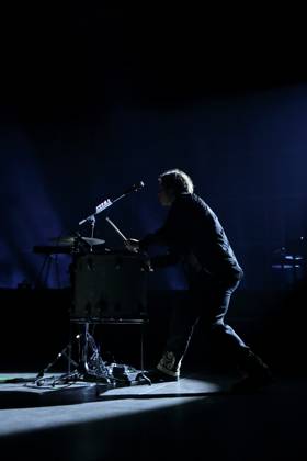 Frederik Fred Rabe from the band Giant Rooks at a concert in the Max Schmeling Halle in Berlin, February 23, 2024 Giant Rooks concert Berlin