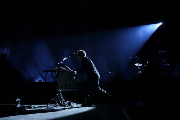 Frederik Fred Rabe from the band Giant Rooks at a concert in the Max Schmeling Halle in Berlin, February 23, 2024 Giant Rooks concert Berlin