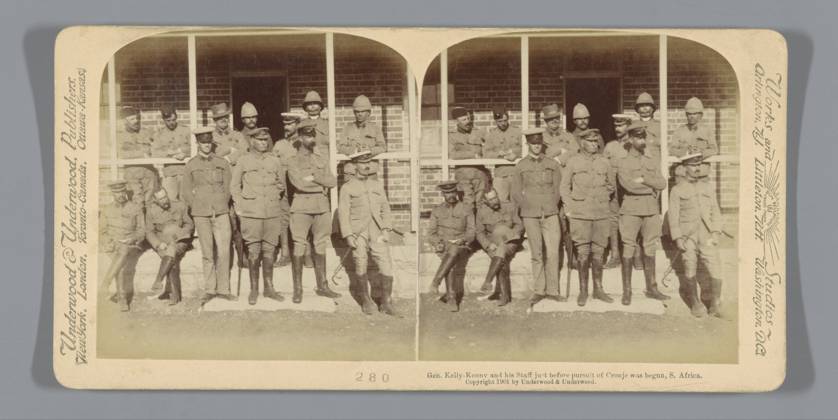 RECORD DATE NOT STATED General Thomas Kelly-Kenny and his staff for the Battle of Paardeberg, South Africa, Anonymous, 1901 stereograph Modderrivierpublisher: New York (city) (possibly) cardboard. paper albumen print commander-in-chief, general, marshal Modder River Copyright: xpiemagsx rknbpie11012024-30936 !ACHTUNG AUFNAHMEDATUM GESCHÄTZT!