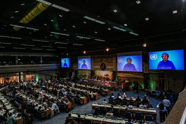 Bilder des Jahres 2024, News 03 März News Themen der Woche KW09 News Bilder des Tages March 1, 2024, Nairobi, Nairobi, Kenya: UN Deputy Secretary-General AMINA J. MOHAMMED, speaks remotely at the closing of the the 6th UN Environmental Assembly of 2024 commenced. This yearâ€⠢s assembly agreed on 15 resolutions, 2 decisions and a ministerial declaration..It is considered one of the most advantageous UNEA in years bringing together nations during pressing and challenging times not only for humanity but for the environment. Nairobi Kenya - ZUMAo116 20240301_znp_o116_010 Copyright: xBiancaxOterox