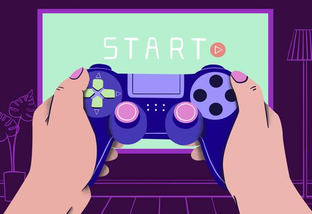 IMAGO Creative, Lifestyle, Gaming Hands of woman holding gamepad and playing video game at home property released, ABSF00008