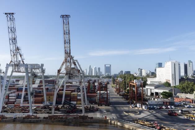 February 13, 2024, City Of Buenos Aires, City Of Buenos Aires, Argentina: Port of Buenos Aires from a boat City Of Buenos Aires Argentina - ZUMAf135 20240213_aap_f135_006 Copyright: xJulietaxFerrariox