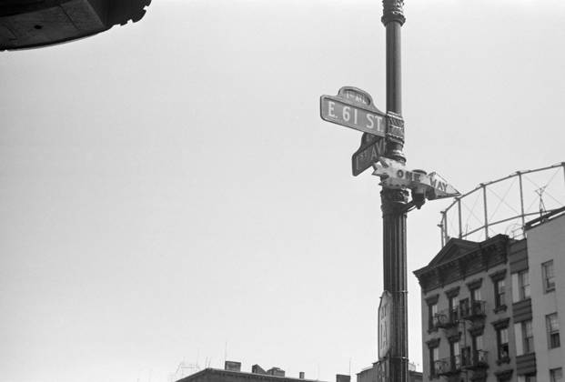 EVANS: NEW YORK, 1938. Street signs on the corner of 61st Street and 1st Avenue in New York, New York. Photograph by Walker Evans, 1938.  Copyright: xGRANGERx xGRANGERx 0268352