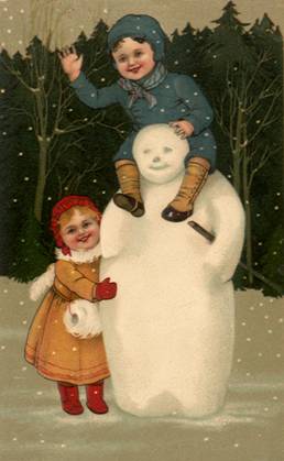RECORD DATE NOT STATED Child atop Snowman Child atop Snowman Date: 1910  Copyright: Copyrightx(c)Geminix2023.xCredit:xGemini 12924002