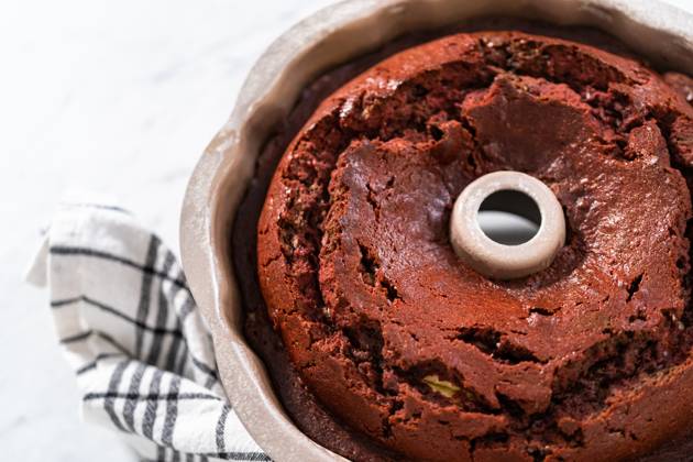 Red velvet bundt cake Cooling freshly baked red velvet bundt cake on a kitchen counter. Copyright: xArinaxHabich RECORD DATE NOT STATED