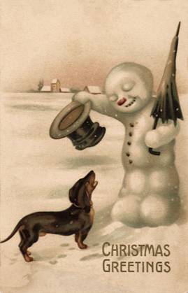 RECORD DATE NOT STATED Dog and Snowman Dog and Snowman Date: 1910  Copyright: Copyrightx(c)Geminix2023.xCredit:xGemini 12951929